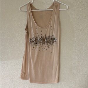 Sequin Embellished Beige Tank Top